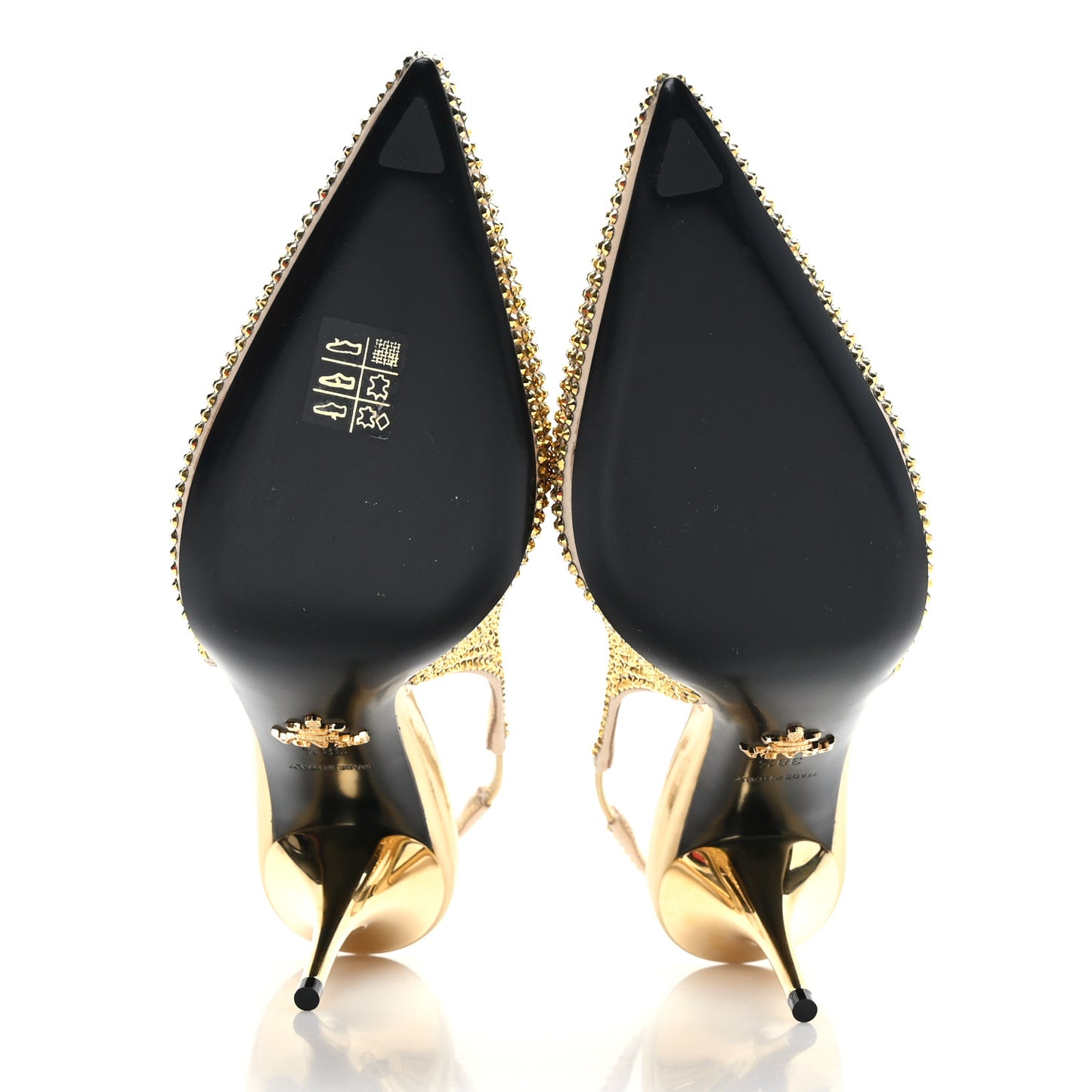 Satin Crystal Triangle Logo 85mm Slingback Pumps 38.5 Platino