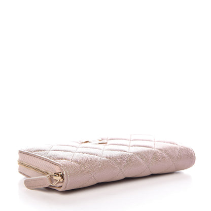 Chanel Iridescent Caviar Quilted Medium Zip Around Wallet Beige 4 of 9