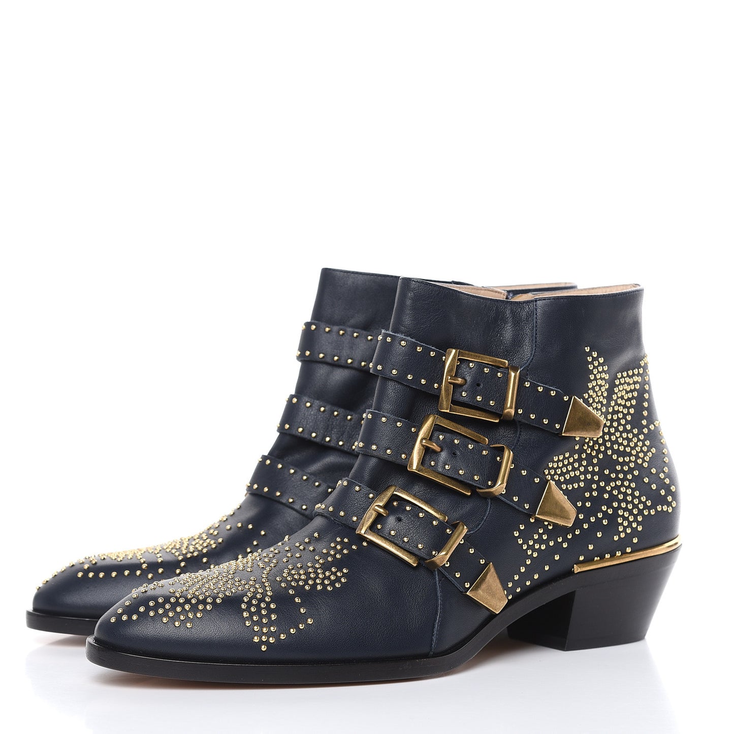 Nappa Sheepskin Studded Susanna Ankle Boots 39.5 Royal Navy