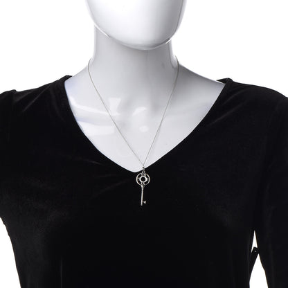 Tiffany 18K White Gold Diamond Atlas Key Pendant Necklace 2 of 7