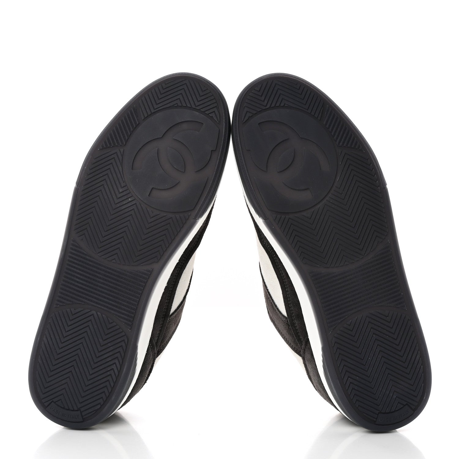 Chanel Suede Kidskin Womens CC Sneakers 39.5 Black White 5 of 8