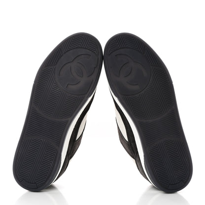 Chanel Suede Kidskin Womens CC Sneakers 39.5 Black White 5 of 8
