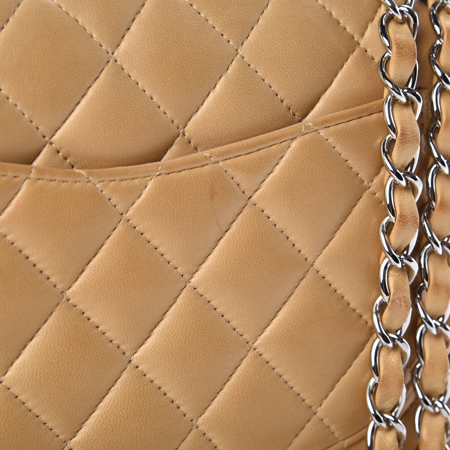 Chanel Lambskin Quilted Medium Double Flap Beige 12 of 16