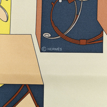 Hermes Silk Springs Springs Scarf 90 Creme Gris Fonce 3 of 4