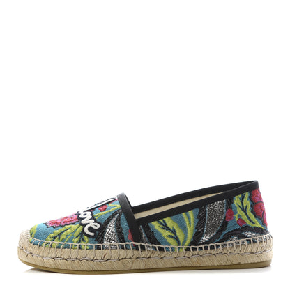 Gucci Tapestry Brocade Blind For Love Espadrilles 37 Acquamarine Green Black 1 of 8