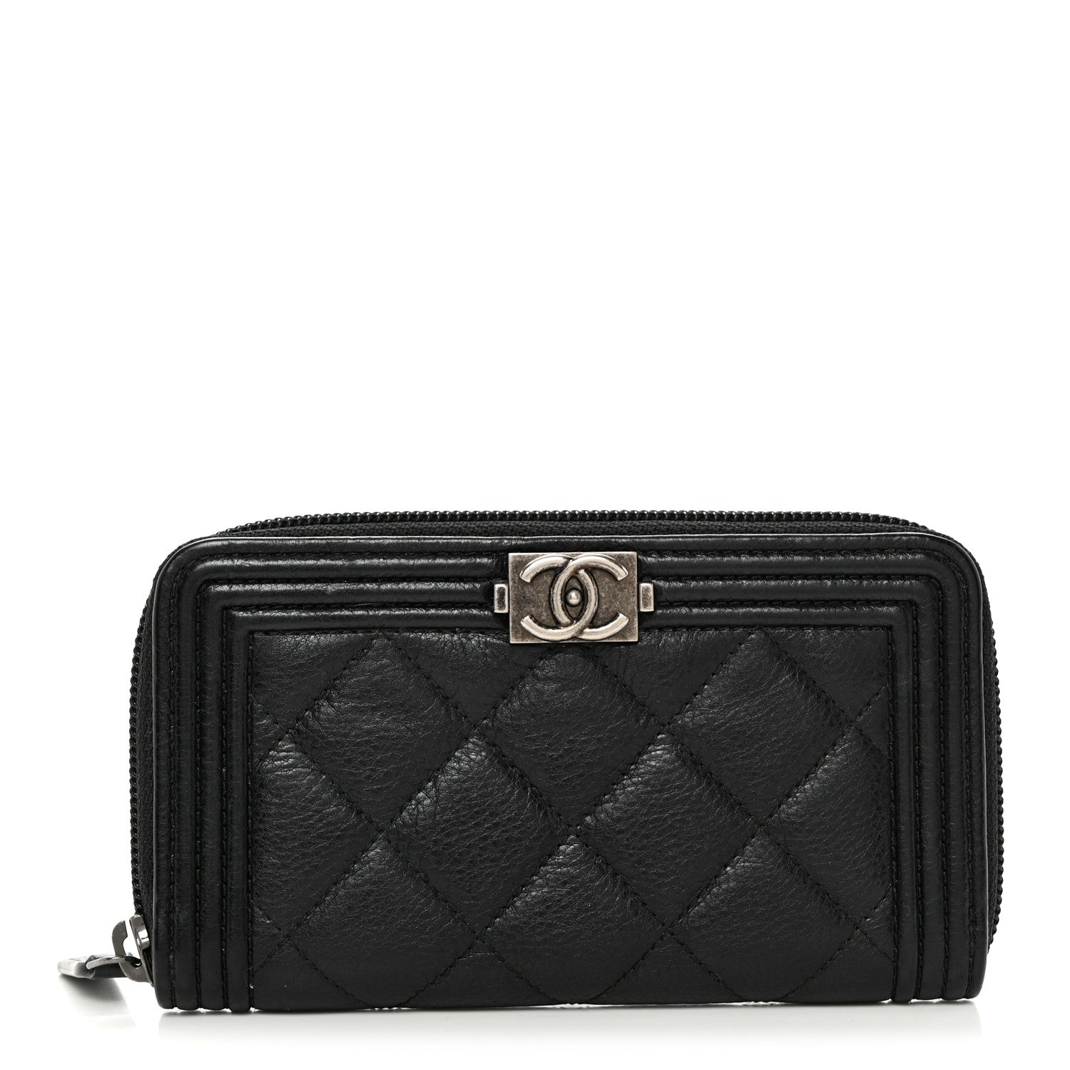 Chanel Caviar Quilted Small Boy Zip Around Wallet Black 1 of 10