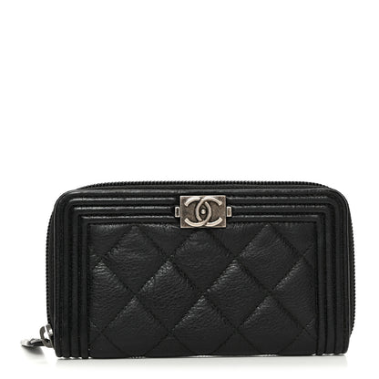 Chanel Caviar Quilted Small Boy Zip Around Wallet Black 1 of 10