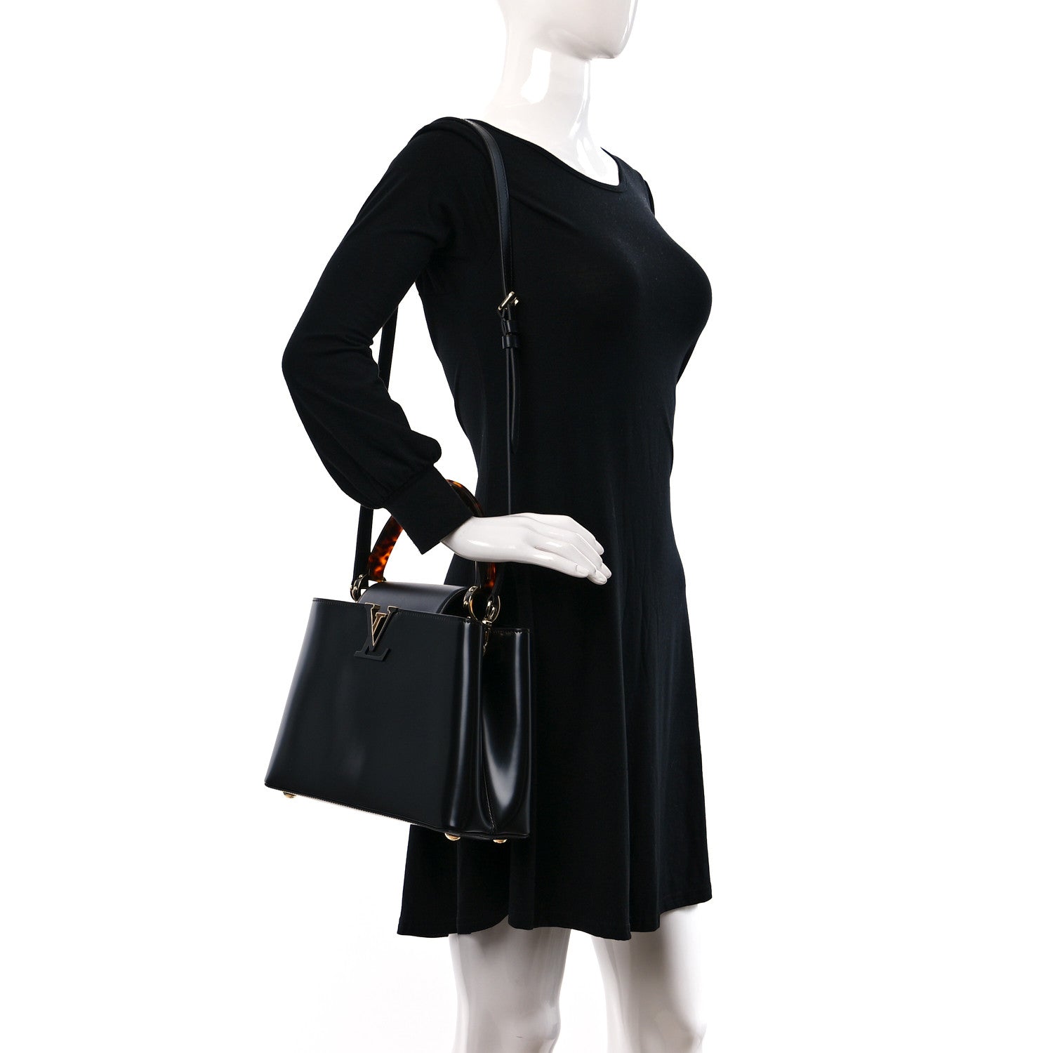 Louis Vuitton Sleek Capucines MM Black 2 of 9