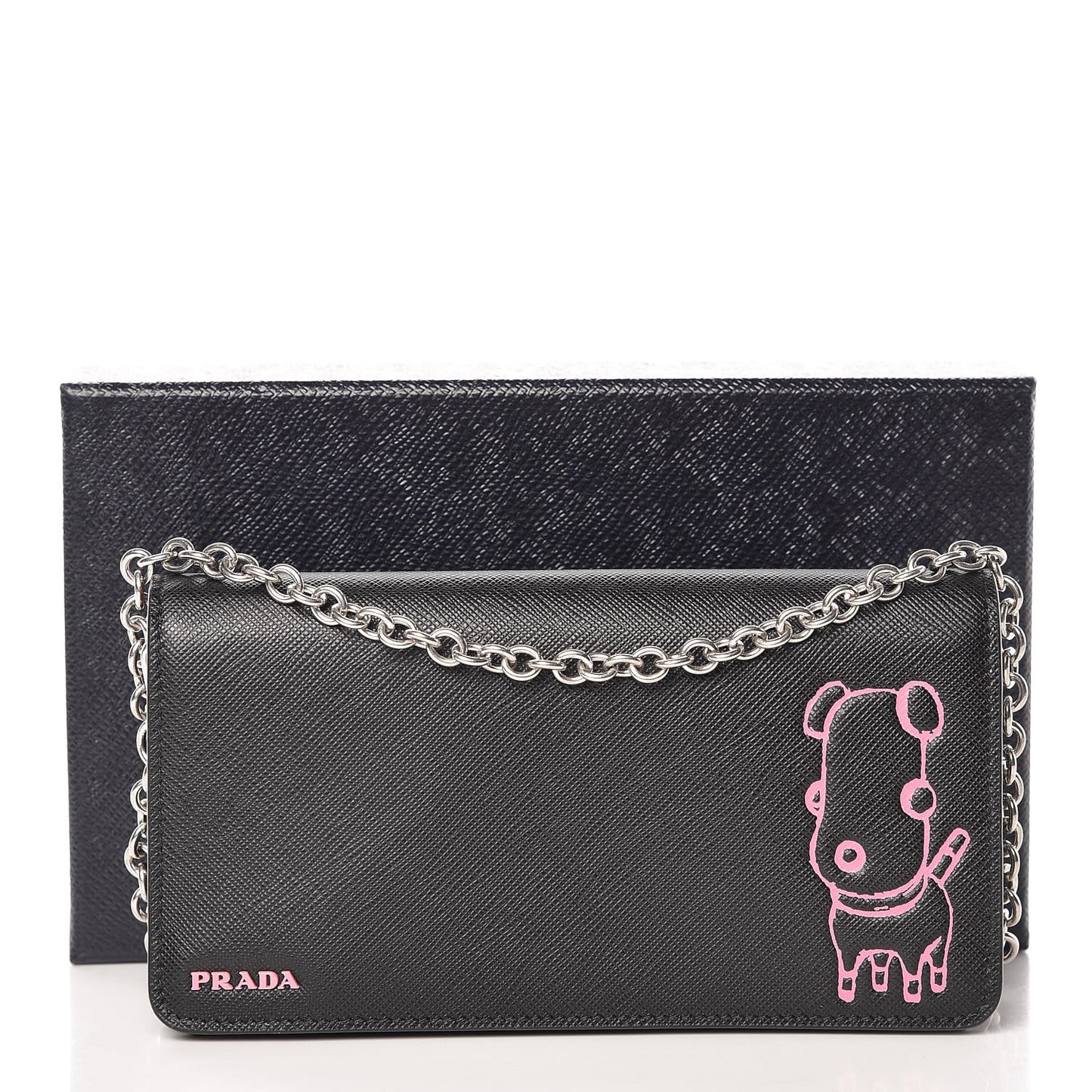 Saffiano Pradamalia Mini Chain Bag Black Begonia