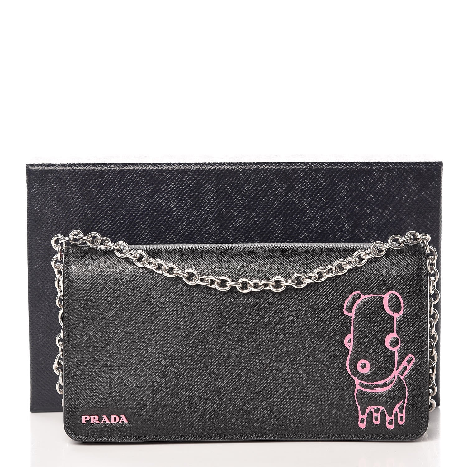 Prada Saffiano Pradamalia Mini Chain Bag Black Begonia 10 of 10