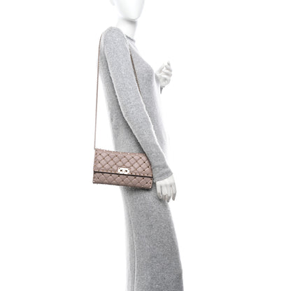 Valentino Garavani Lambskin Rockstud Spike Wallet on Chain Poudre 2 of 10