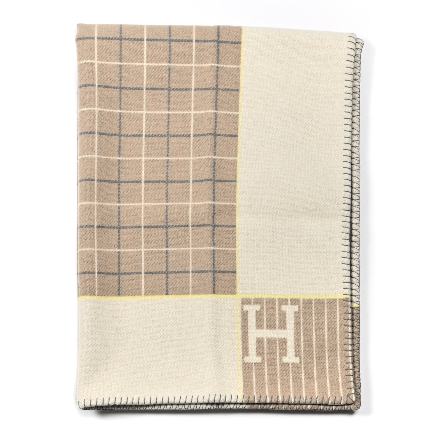 Hermes Wool Cashmere Avalon Passe-Passe Blanket Naturel 1 of 3