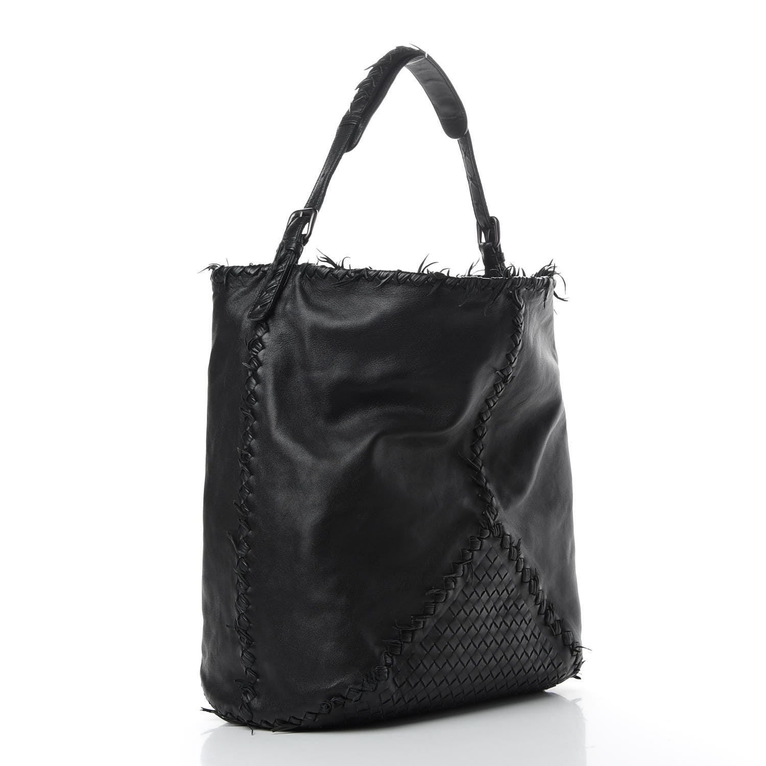 Bottega Veneta Nappa Intrecciato Large Fringe Shoulder Bag Black 3 of 11