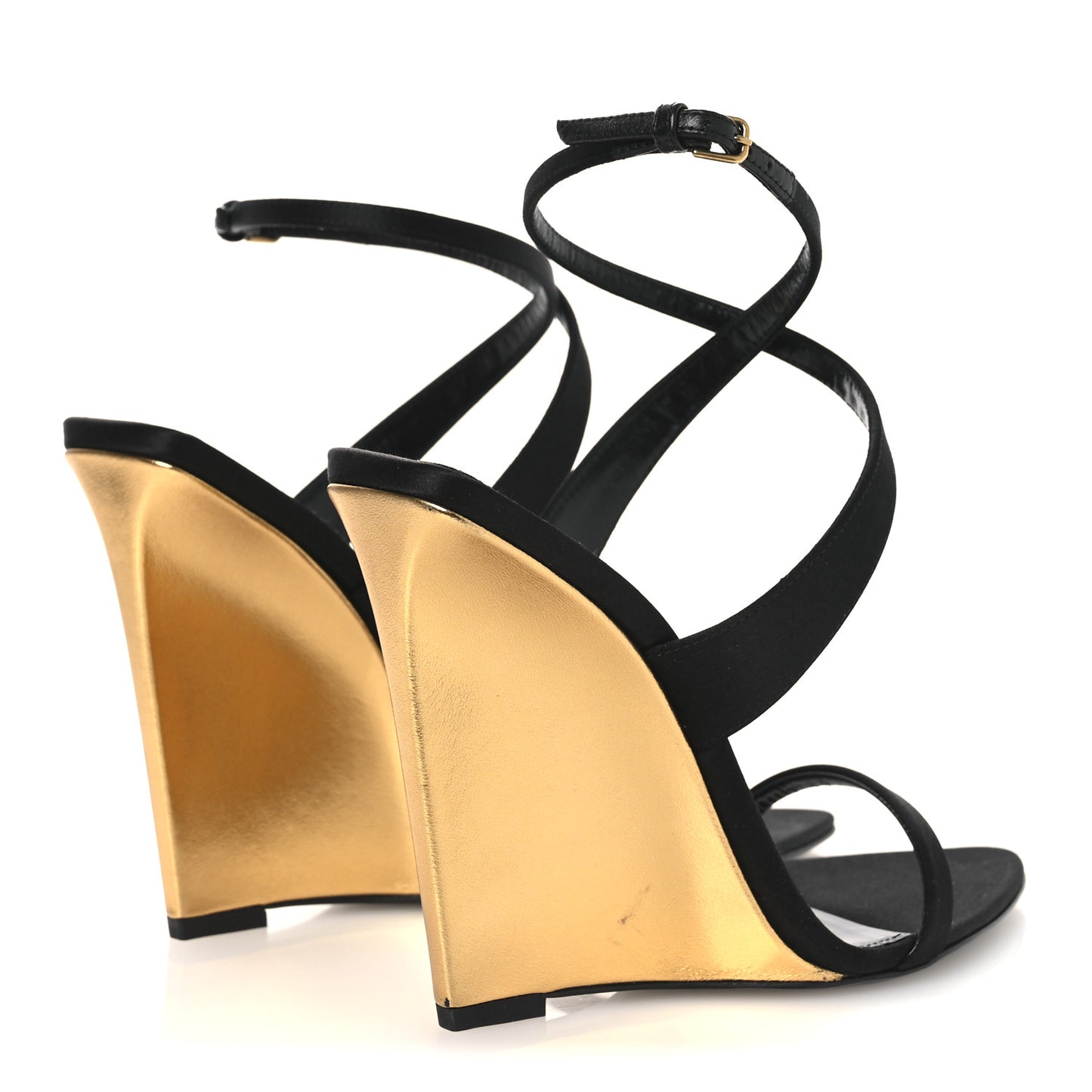 Satin Salome 110 Wedge Sandals 37 Black