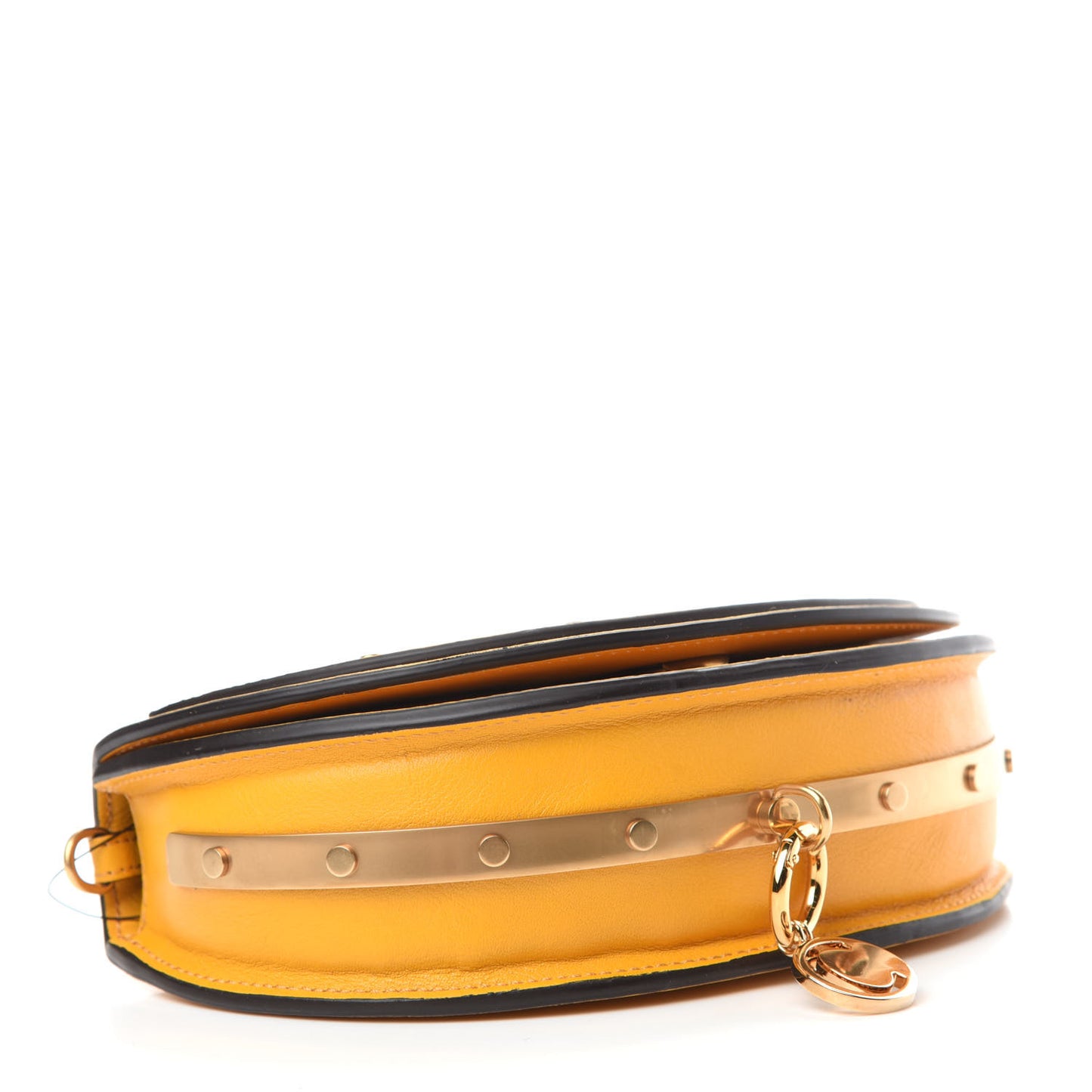 Calfskin Small Nile Bracelet Minaudiere Bag Dark Ochre