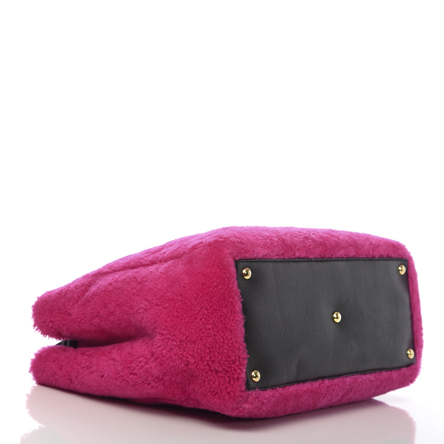 Fendi Shearling Nappa Regular 2Jours Shopper Tote Fuxia Black 4 of 10