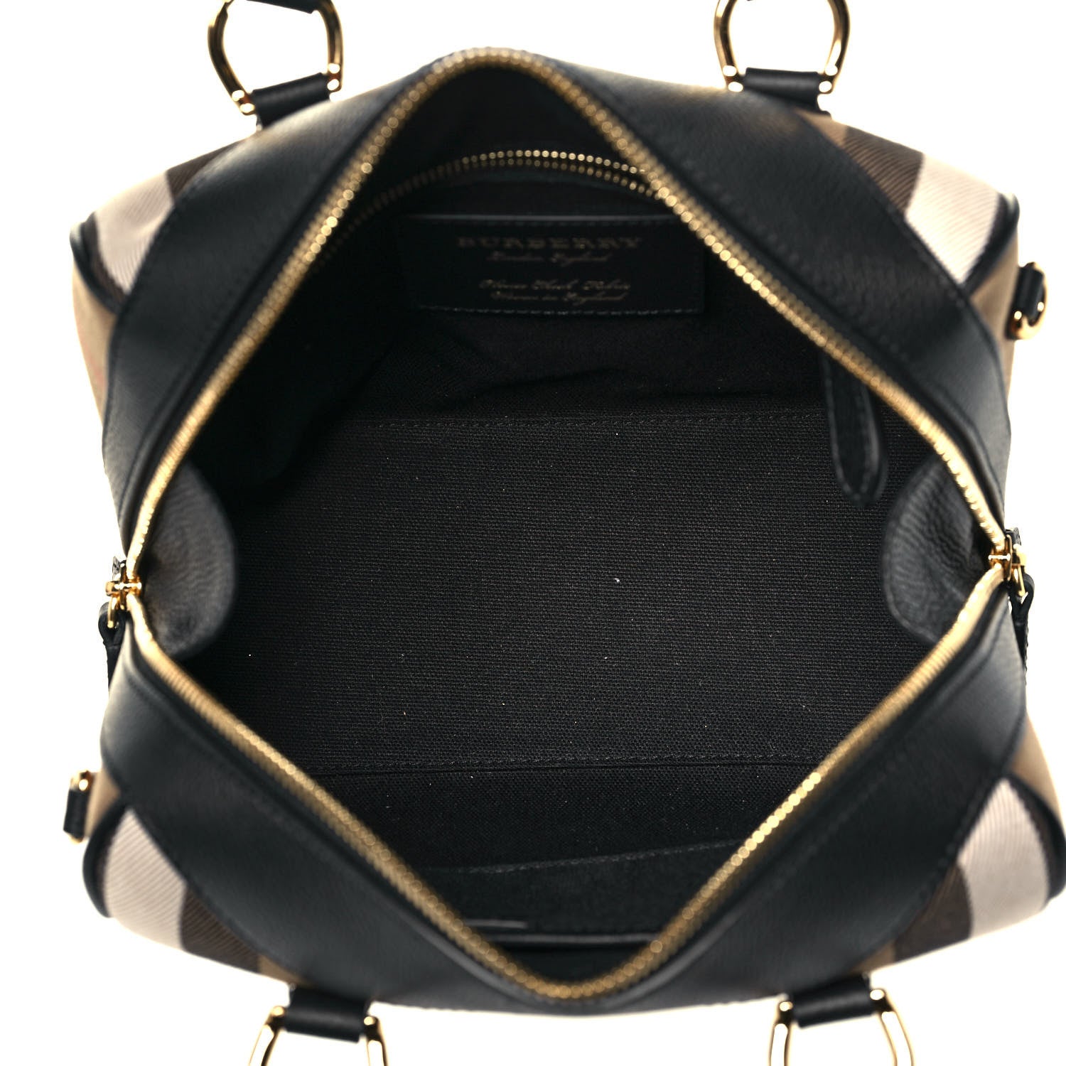Burberry House Check Derby Calfskin Small Alchester Bowling Bag Black 5 of 12