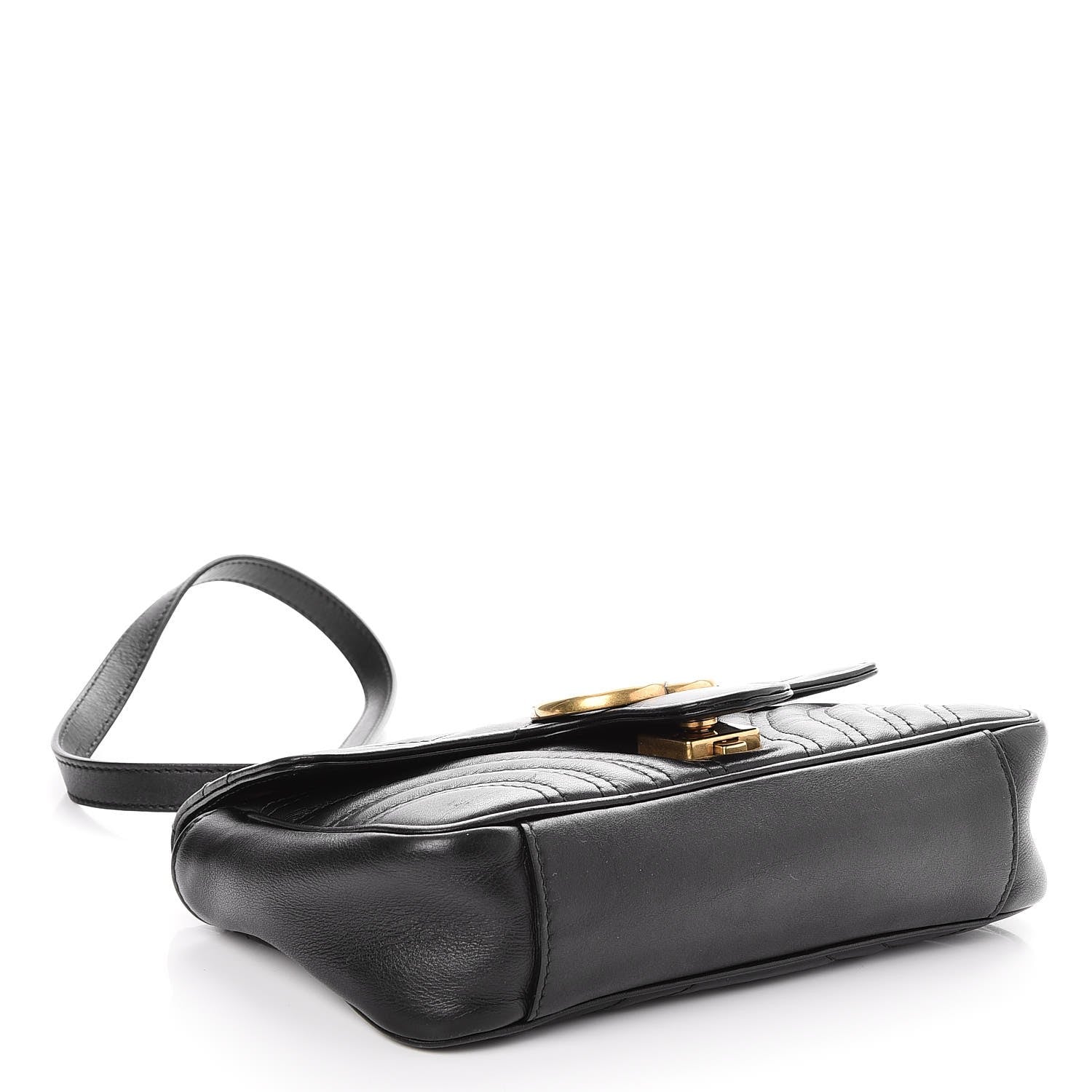 Gucci Calfskin Matelasse Mini GG Marmont Shoulder Bag Black 4 of 8