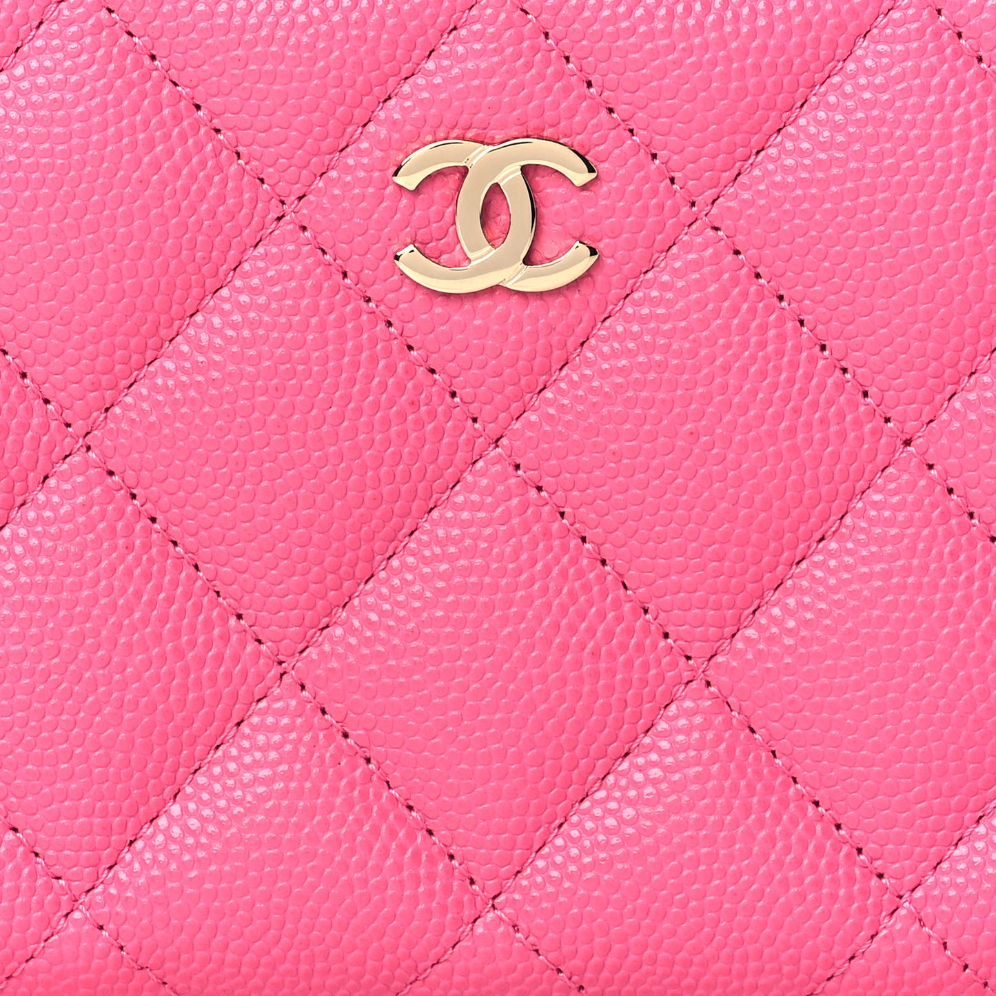 Caviar Quilted Medium Zip Around Wallet Pink