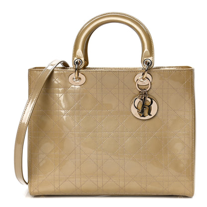 Christian Dior Patent Cannage Large Lady Dior Beige 1 of 8