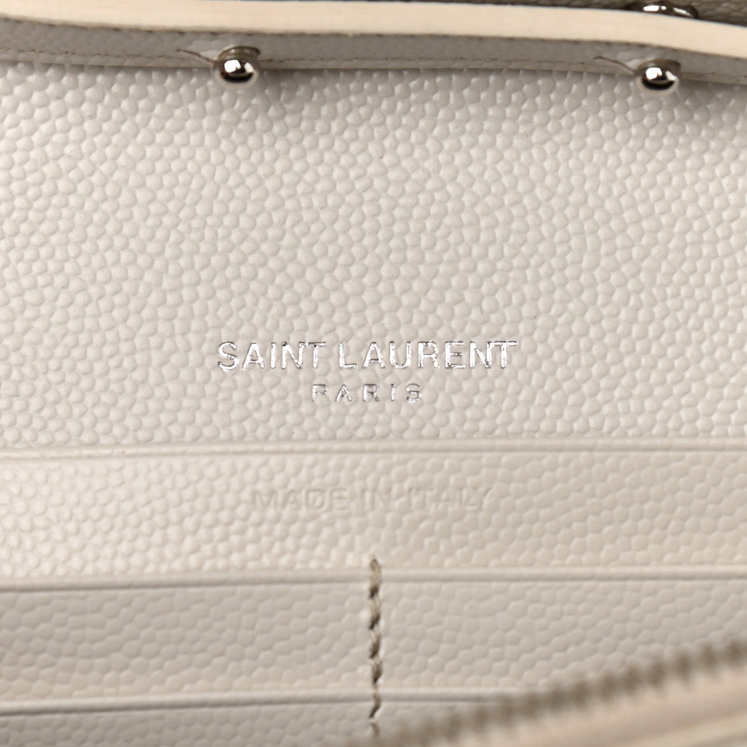 Saint Laurent Grain De Poudre Matelasse Chevron Monogram Chain Wallet Crema Soft 5 of 9