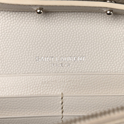 Saint Laurent Grain De Poudre Matelasse Chevron Monogram Chain Wallet Crema Soft 5 of 9