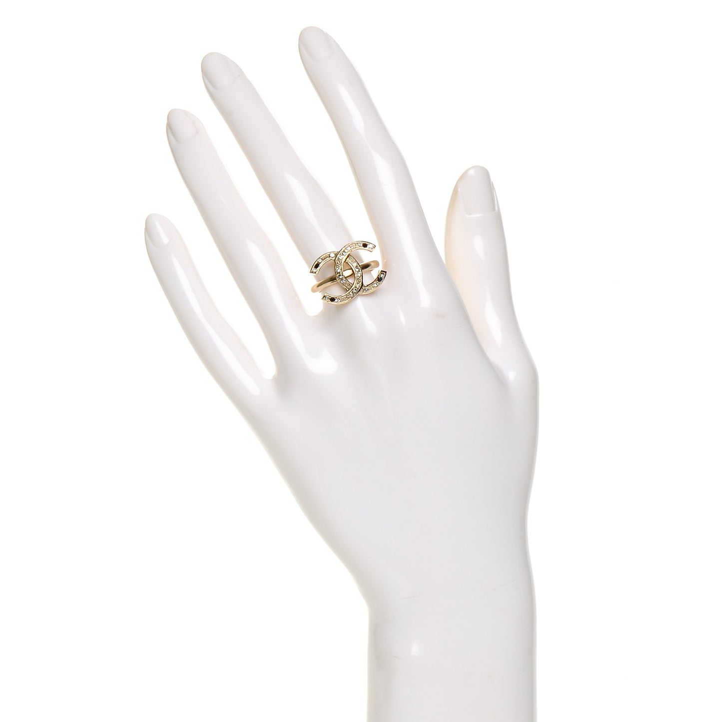 Crystal CC Ring Size 6 Black Gold