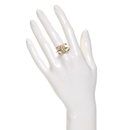 Chanel Crystal CC Ring Size 6 Black Gold 2 of 4