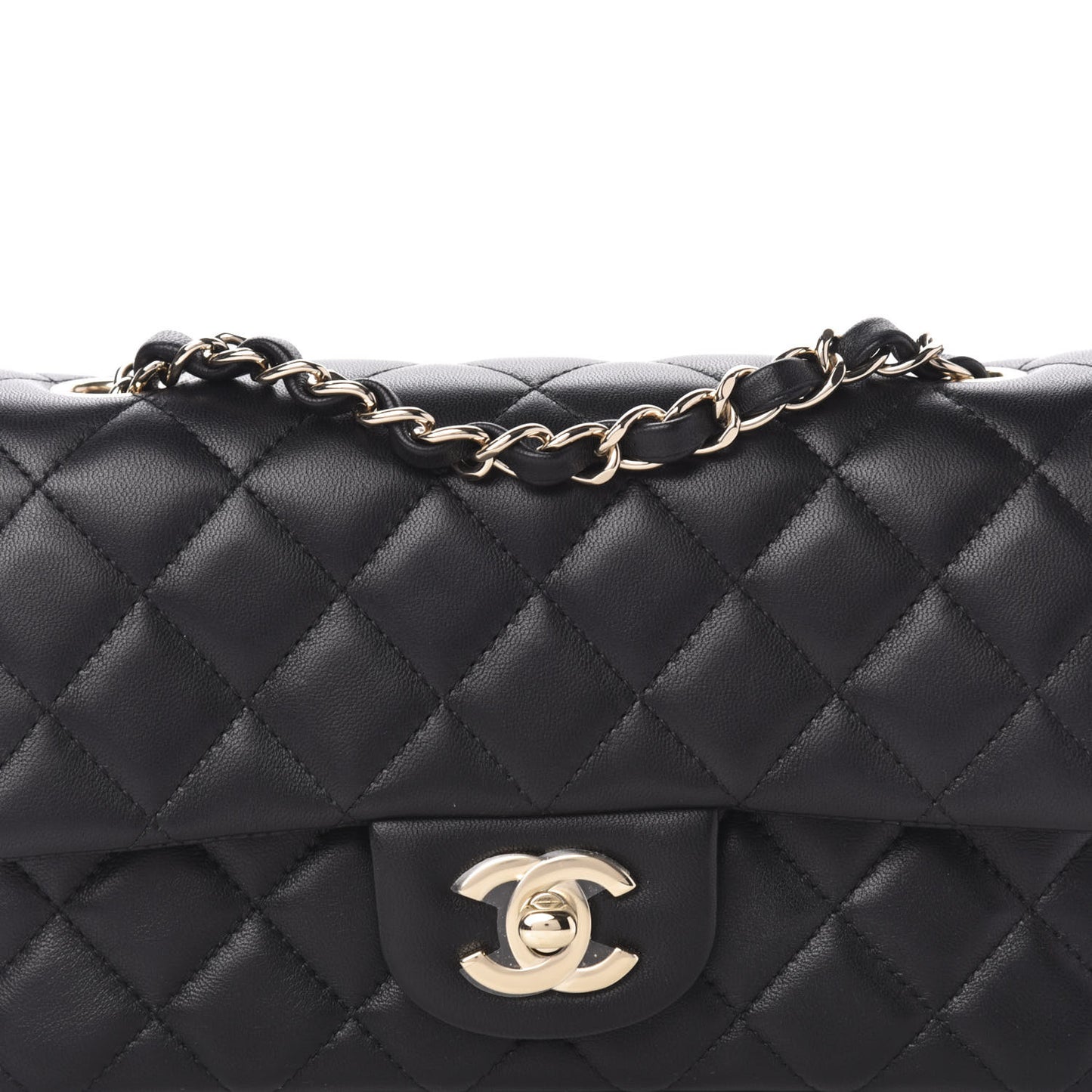 Lambskin Quilted Mini Rectangular Flap Black