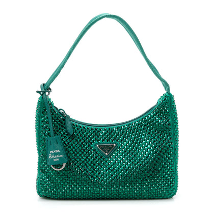 Prada Satin Crystal Mini Re-Edition 2000 Bag Mango 1 of 12