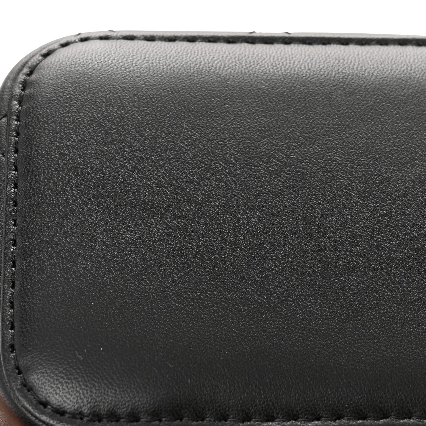 Lambskin Quilted Small Top Handle Vanity Case With Chain Black