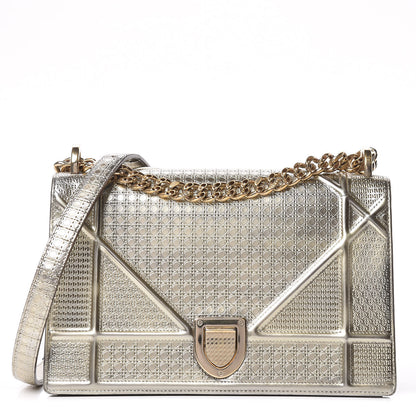 Christian Dior Metallic Patent Micro-Cannage Medium Diorama Flap Bag Gold 1 of 22