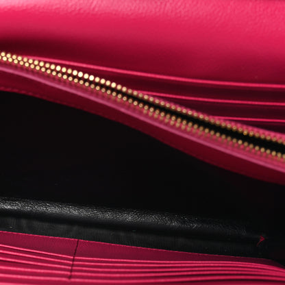 Saint Laurent Grain De Poudre Matelasse Chevron Monogram Chain Wallet Bubblegum 6 of 12