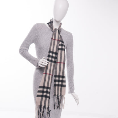 Burberry Cashmere Giant Check Scarf Stone 2 of 3