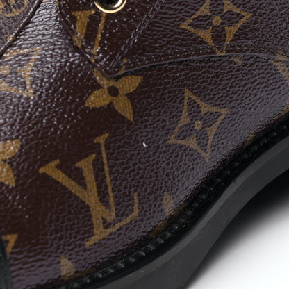 Louis Vuitton Calfskin Monogram Wonderland Flat Ranger Boots 40 Black 4 of 10