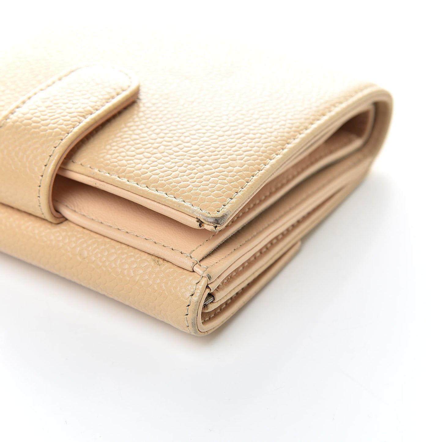 Caviar Timeless CC Compact Flap Wallet Beige