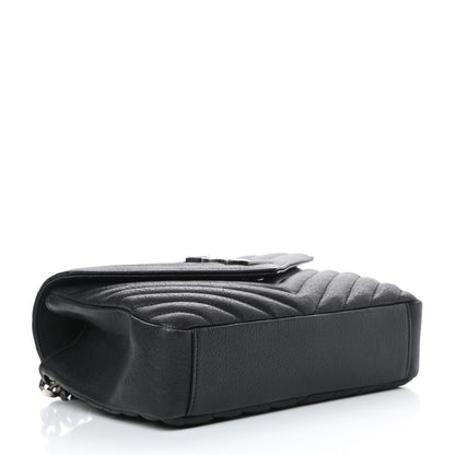 Saint Laurent Sheepskin Matelasse Chevron Monogram Medium College Bag Black 4 of 10