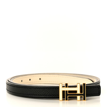 Hermes Swift Epsom Lacquered Metal 13mm Au Carre Double H Belt 90 Craie Black 2 of 5