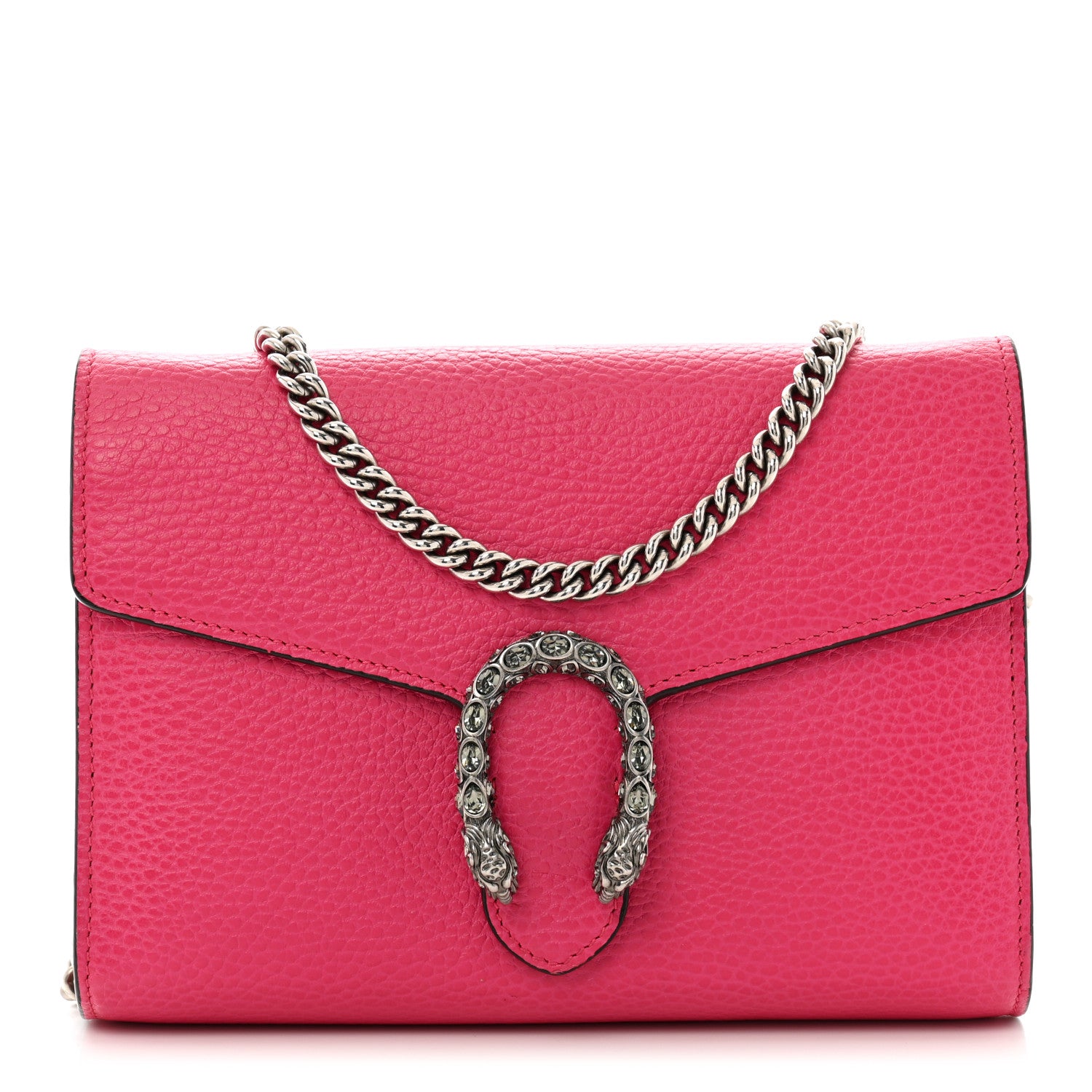 Gucci Dollar Calfskin Crystal Mini Dionysus Chain Wallet Box Pink 1 of 14