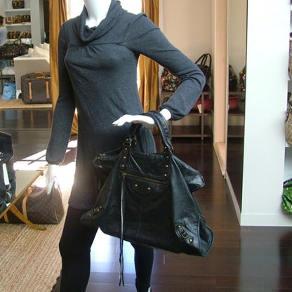 Balenciaga Chevre Weekender Travel Tote Black 2 of 10
