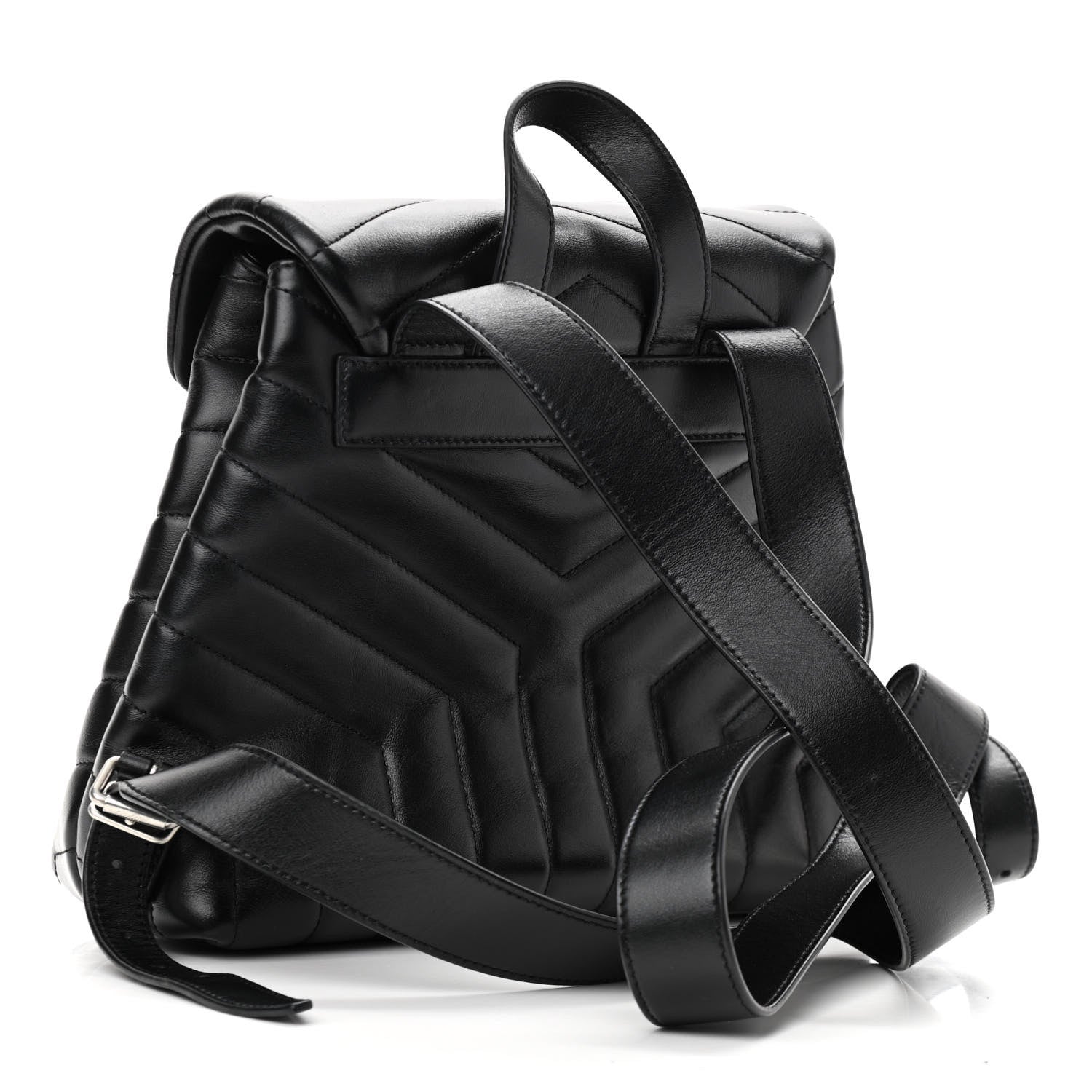 Saint Laurent Calfskin Y Quilted Monogram Small Loulou Backpack Black 3 of 10