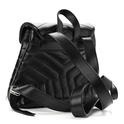 Saint Laurent Calfskin Y Quilted Monogram Small Loulou Backpack Black 3 of 10