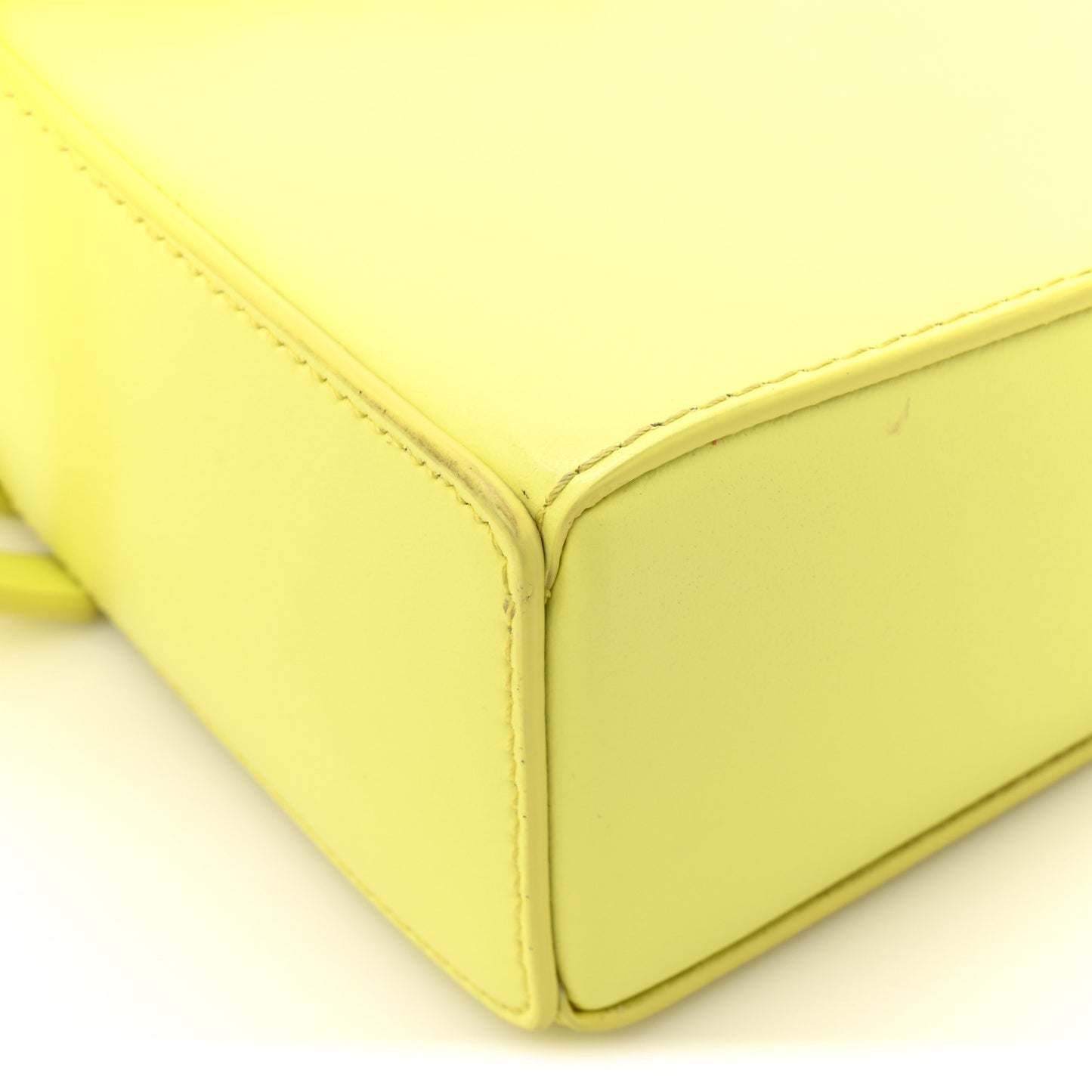 Box Calfskin Mini Cut Out Shoulder Bag Neon Yellow