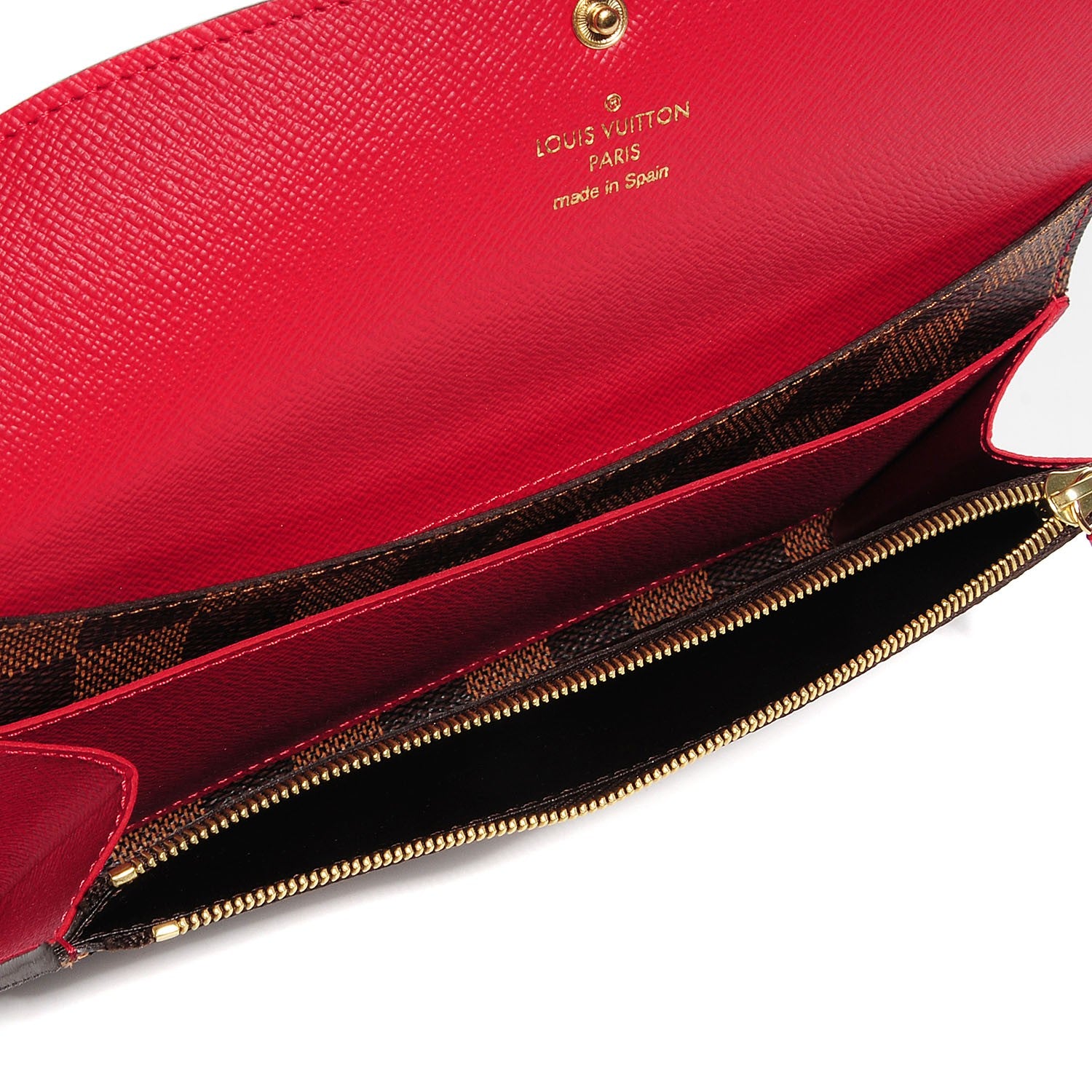 Louis Vuitton Damier Ebene Emilie Wallet Red 5 of 8