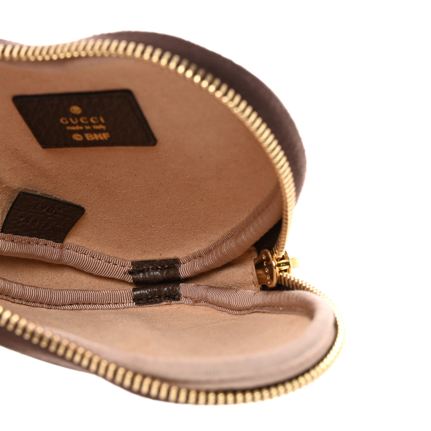 X BNF GG Supreme Monogram Textured Dollar Calfskin Bananya Print Heart Coin Purse Beige Ebony Multicolor New Acero