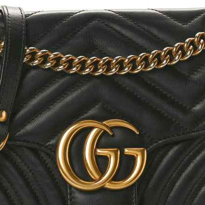 Gucci Calfskin Matelasse Small GG Marmont Shoulder Bag Black 8 of 11