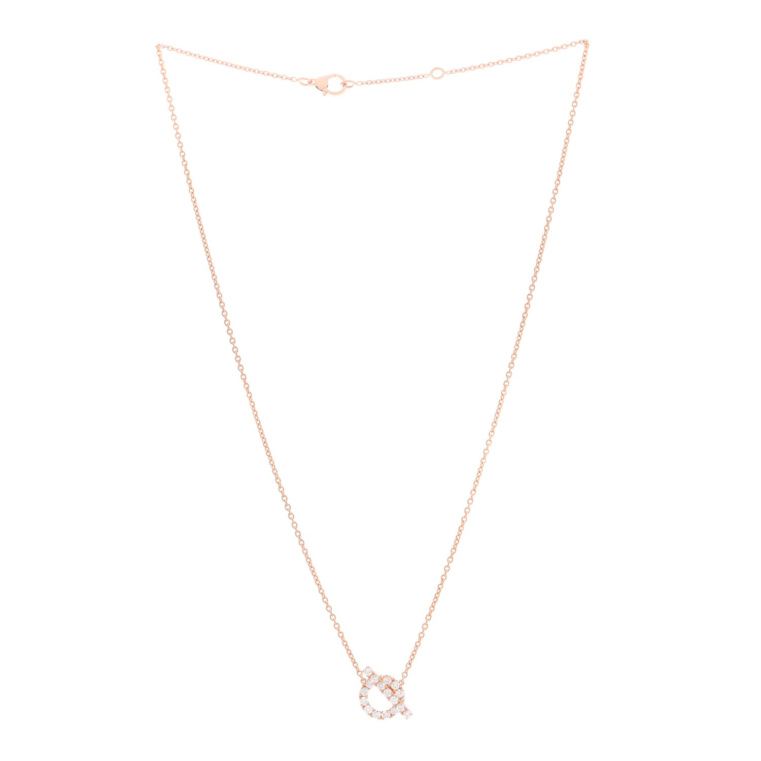 Hermes 18K Rose Gold Diamond Finesse Pendant Necklace 2 of 3