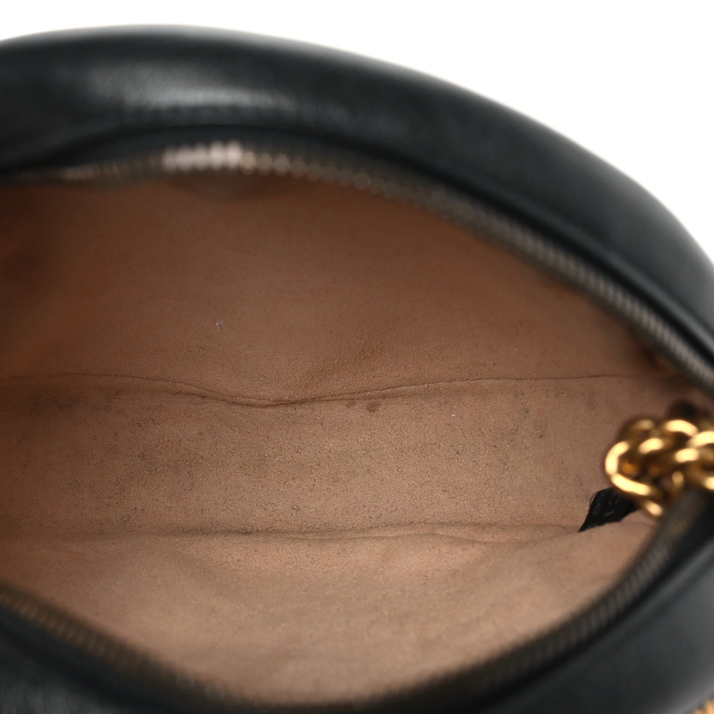 Azalea Calfskin Matelasse Heart Mini GG Marmont Round Shoulder Bag Black