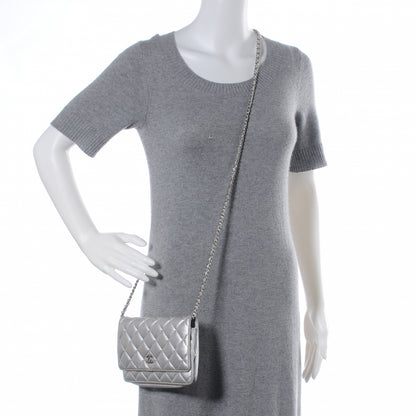 Chanel Lambskin Quilted Wallet On Chain Silver 2 of 7