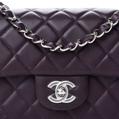 Chanel Lambskin Quilted Mini Rectangular Flap Dark Purple 10 of 11